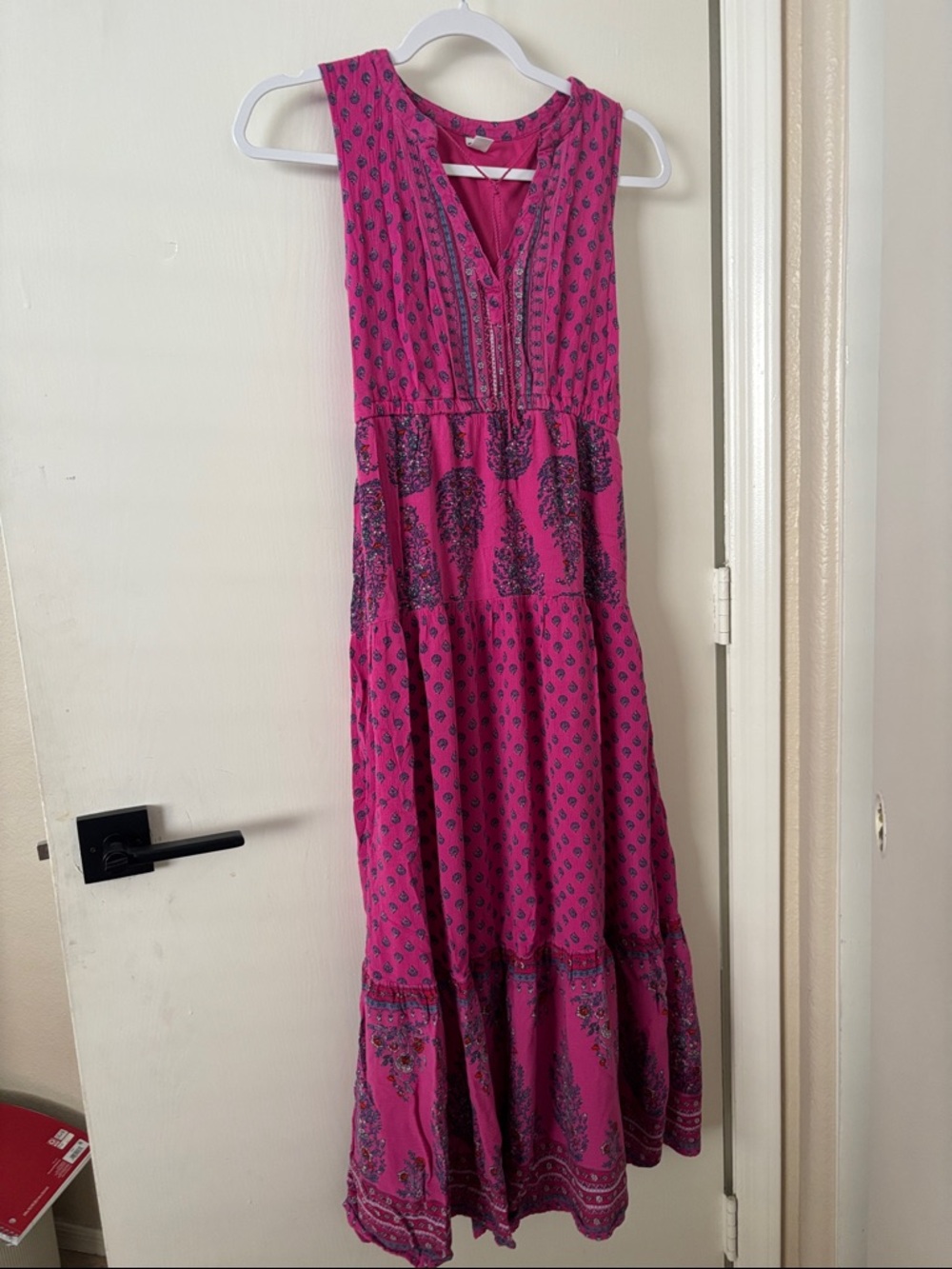 Old Navy Fuchsia Printed Sleeveless Maxi Dress